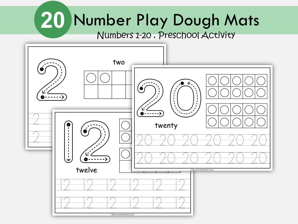 Number Worksheets for Preschool, Kindergarten Writing Practice, 1-20 Number Tracing Worksheets, Counting to 20 Printable Number Workbook, WWF282