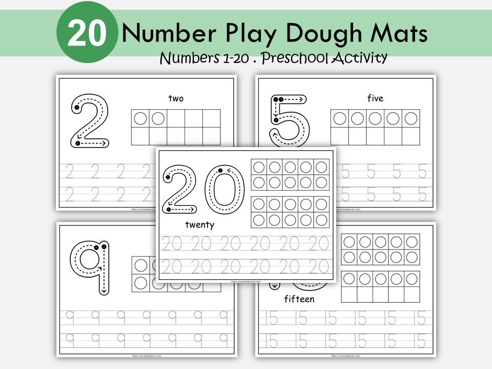 Number Worksheets for Preschool, Kindergarten Writing Practice, 1-20 Number Tracing Worksheets, Counting to 20 Printable Number Workbook, WWF282