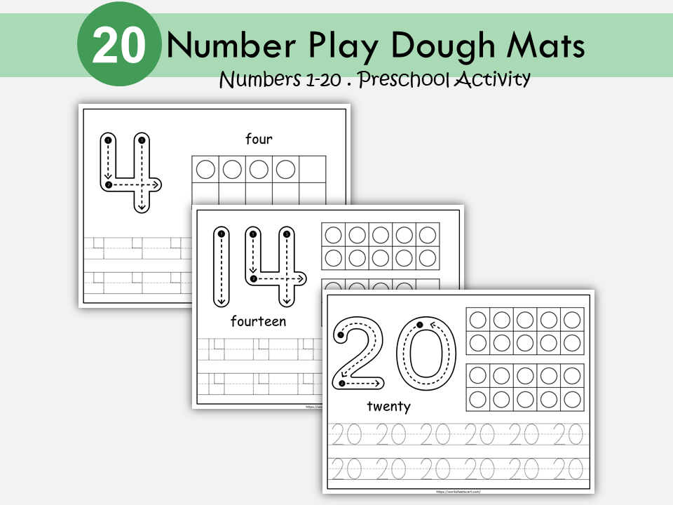 Number Worksheets for Preschool, Kindergarten Writing Practice, 1-20 Number Tracing Worksheets, Counting to 20 Printable Number Workbook, WWF282