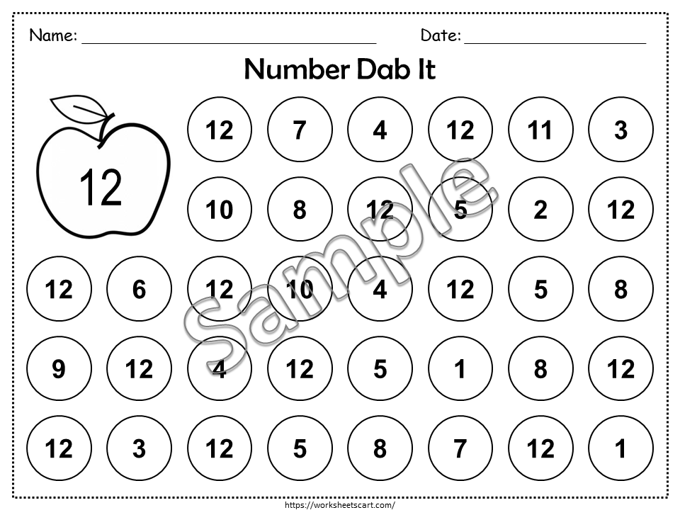 Number Do a Dot Printable, Preschool Math Dab It Worksheets, Numbers Recognition 1-20, Number Coloring, Kids Homeschool, Digital Download, WWF285