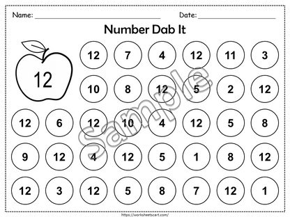 Number Do a Dot Printable, Preschool Math Dab It Worksheets, Numbers Recognition 1-20, Number Coloring, Kids Homeschool, Digital Download, WWF285