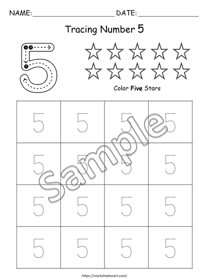 PreK Number Tracing Worksheets, Tracing Numbers, Preschool Printable, Number of the Day, Kindergarten Math, Number Sense, Teacher Resource, WWF287