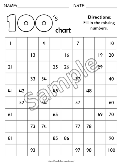 Missing Numbers 1-120 Worksheets, Preschool Printable, Kindergarten Math Workbook for Kids, Counting, Number Sequence, Homeschool, WWF290