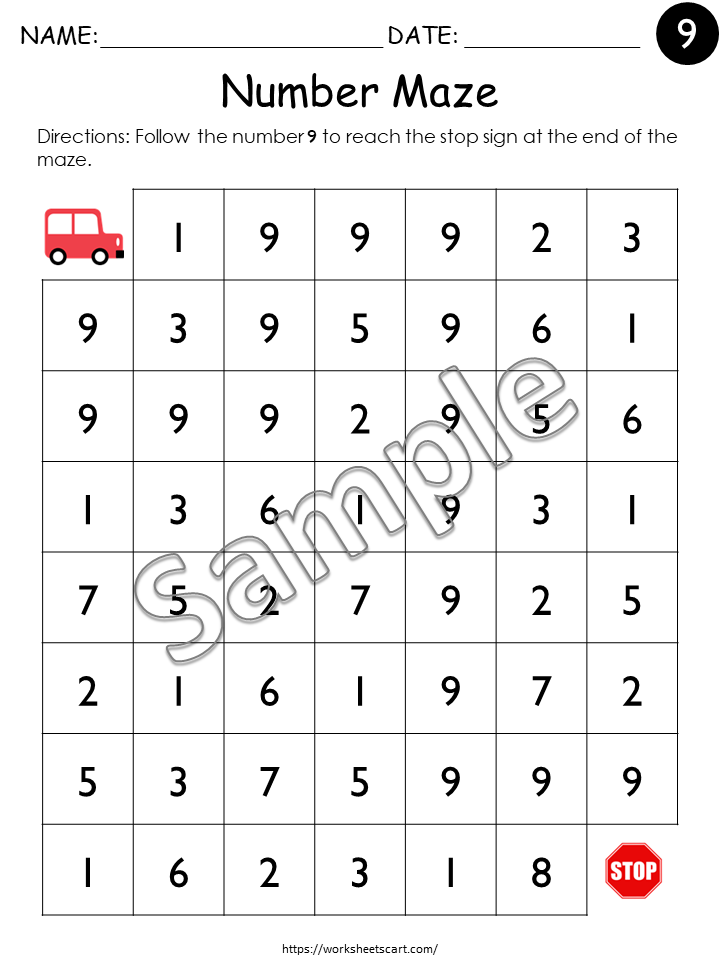 Number Maze Worksheets, Numbers 1-20, Number Sequence, Preschool Math, PreK Workbook, Toddlers Activity, Montessori, Homeschool, WWF298