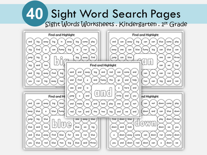 Sight Words Preschool, Sight Words Worksheets, Kindergarten, Sight Word Search Printable, Dab It Activity, Dolch Pre Primer, Homeschool, WWF299