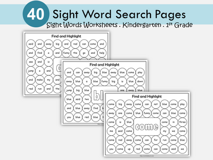 Sight Words Preschool, Sight Words Worksheets, Kindergarten, Sight Word Search Printable, Dab It Activity, Dolch Pre Primer, Homeschool, WWF299