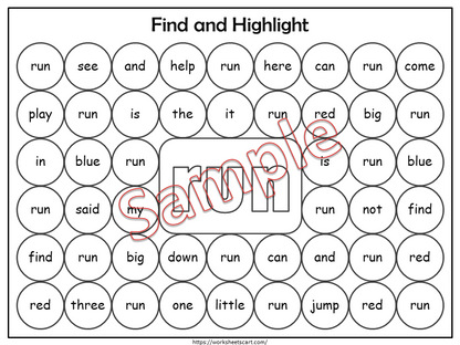 Sight Words Preschool, Sight Words Worksheets, Kindergarten, Sight Word Search Printable, Dab It Activity, Dolch Pre Primer, Homeschool, WWF299