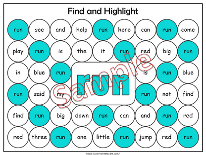 Sight Words Preschool, Sight Words Worksheets, Kindergarten, Sight Word Search Printable, Dab It Activity, Dolch Pre Primer, Homeschool, WWF299