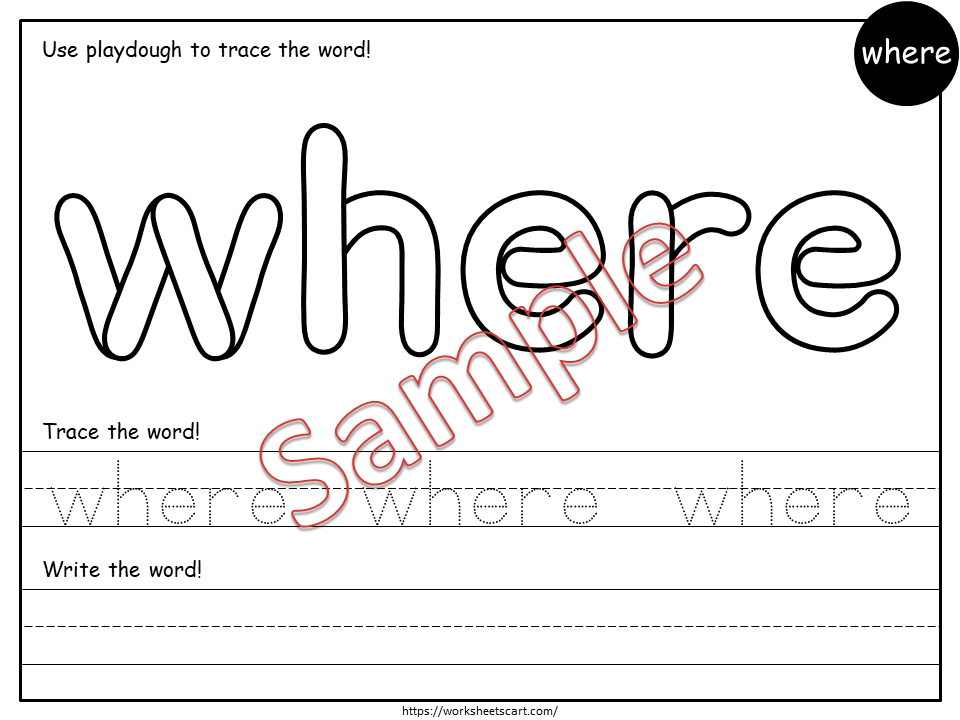 Sight Words Tracing Worksheet, Sight Words Book, Sight Words Morning Work, Sight Words Printable, Pre Primer Words, Kindergarten, Grade 1, WWF300