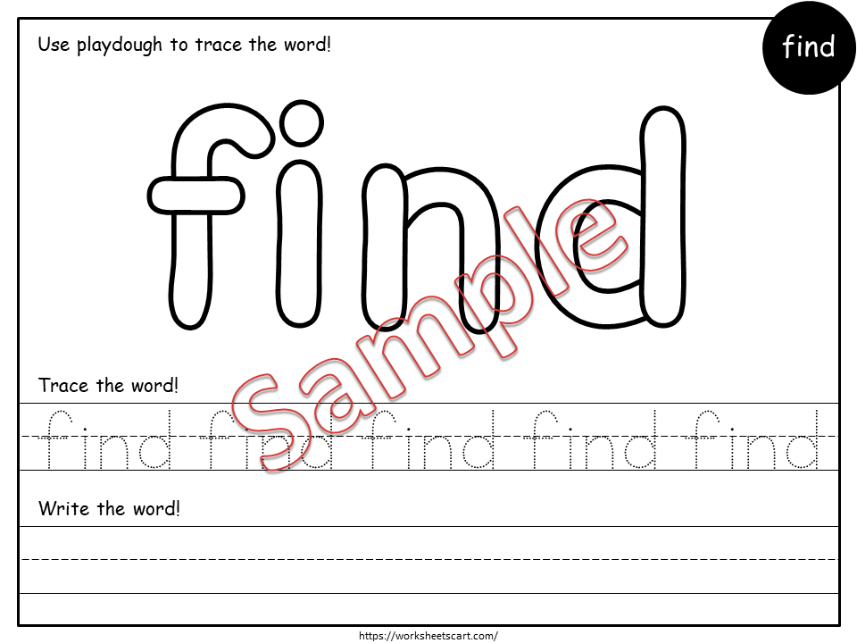 100 Printable Sight Words Worksheets, Fry First Hundred Sight Workbook, Kindergarten Playdough Mats, High Frequency Words, Ist, 2nd Grade, WWF301