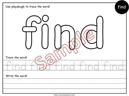 100 Printable Sight Words Worksheets, Fry First Hundred Sight Workbook, Kindergarten Playdough Mats, High Frequency Words, Ist, 2nd Grade, WWF301