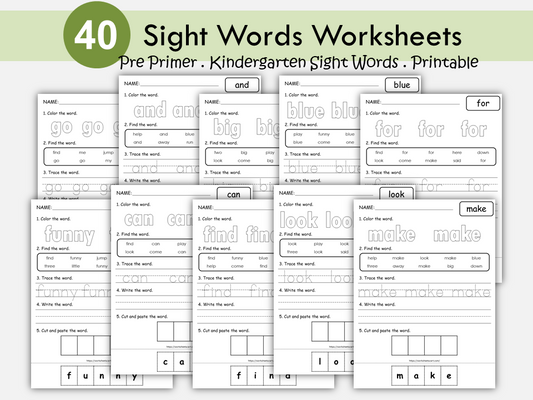 Sight Words Preschool, Sight Words for Kindergarten, Sight Words Worksheets, Sight Words Printable, Dolch Pre-Primer Practice, Activities, WWF302