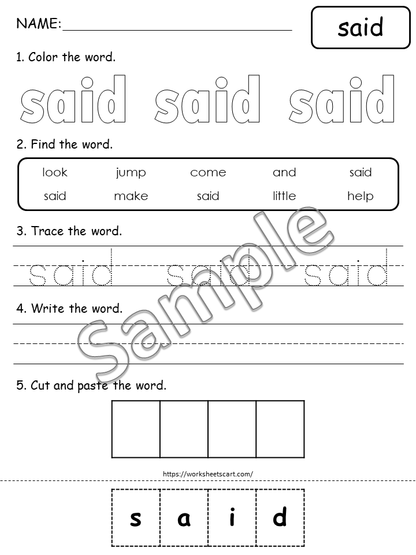 Sight Words Preschool, Sight Words for Kindergarten, Sight Words Worksheets, Sight Words Printable, Dolch Pre-Primer Practice, Activities, WWF302