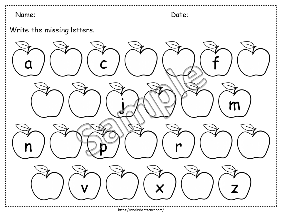 Alphabet Worksheets Printable for Preschool, Missing Letters Workbook, Letters A-Z Recognition, Fall Theme, Toddlers Morning Activities, WWF304