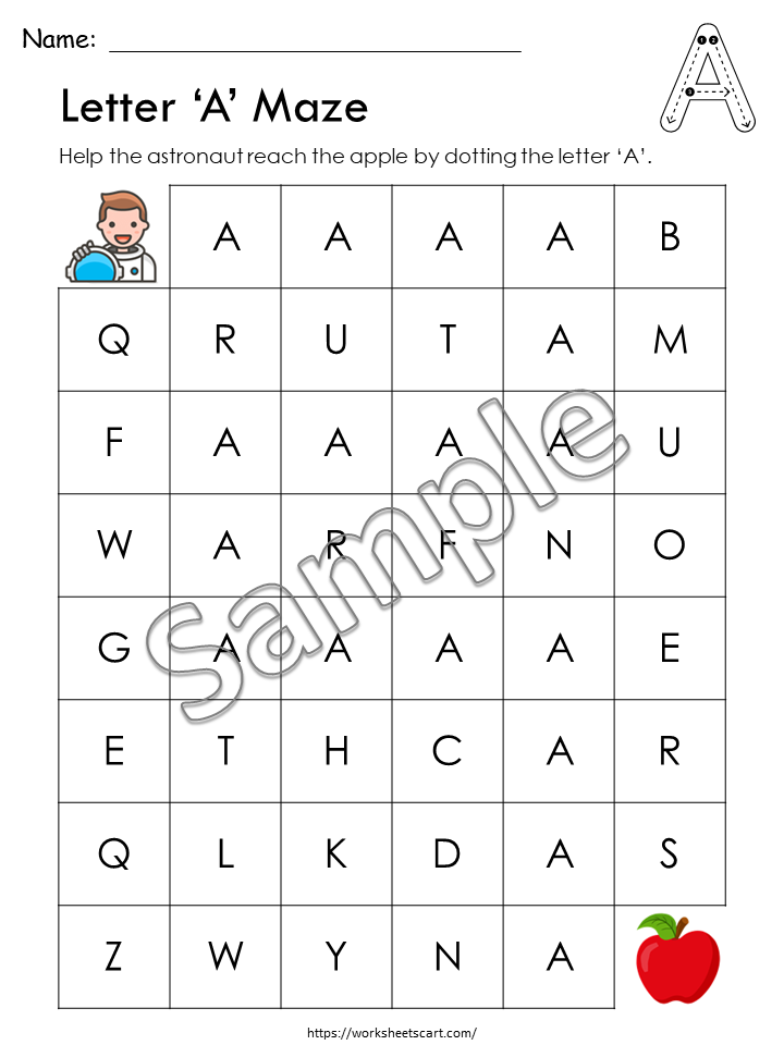 Alphabet Worksheets for Preschool, Preschool Printable, Letter of the Week, Letter Mazes , Kindergarten, Dab It, Do a Dot, Homeschool, WWF306