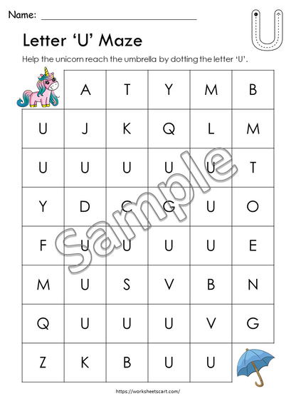 Alphabet Worksheets for Preschool, Preschool Printable, Letter of the Week, Letter Mazes , Kindergarten, Dab It, Do a Dot, Homeschool, WWF306