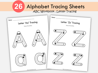 Alphabet Cards Preschool, Alphabet Tracing, Alphabet Worksheets for Kids, ABC Letters Tracing Sheet, Alphabet Workbook, Preschool Printable, WWF307