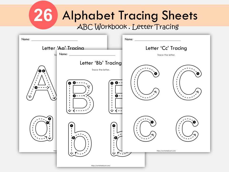 Alphabet Cards Preschool, Alphabet Tracing, Alphabet Worksheets for Kids, ABC Letters Tracing Sheet, Alphabet Workbook, Preschool Printable, WWF307