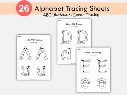 Alphabet Cards Preschool, Alphabet Tracing, Alphabet Worksheets for Kids, ABC Letters Tracing Sheet, Alphabet Workbook, Preschool Printable, WWF307