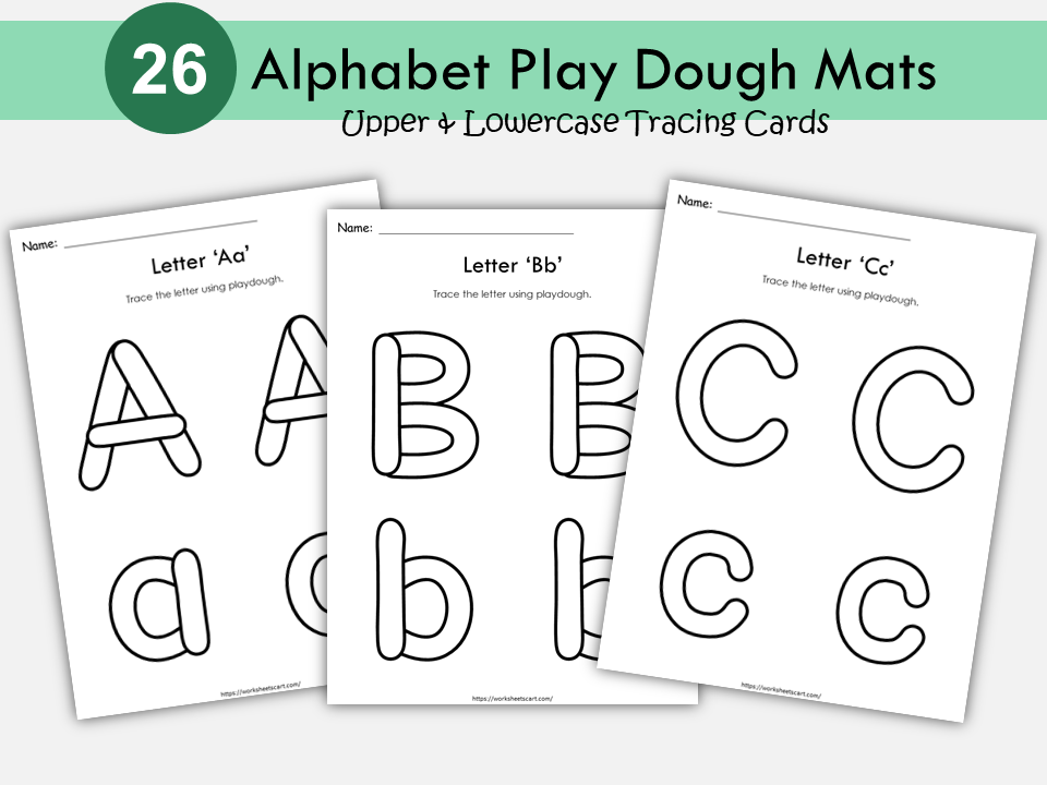 Alphabet Tracing Worksheets, Trace the Alphabet with Playdough, Preschool Letter Activity, Letter of the Day, Educational Printable, WWF308