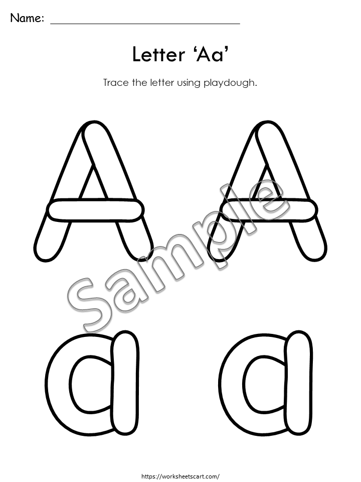 Alphabet Tracing Worksheets, Trace the Alphabet with Playdough, Preschool Letter Activity, Letter of the Day, Educational Printable, WWF308