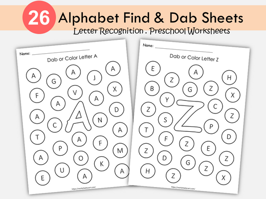 Alphabet Worksheets Printable - Uppercase Dab It, Letter Recognition, Find and Dab Letters A-Z Activity, ABC Search, Preschool Curriculum, WWF309