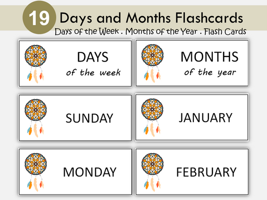 Days Of The Week Flashcards, Months Of The Year Printables, Display, Labels, Folders, Preschool, Kindergarten Curriculum, Toddlers, Kids, WWF312