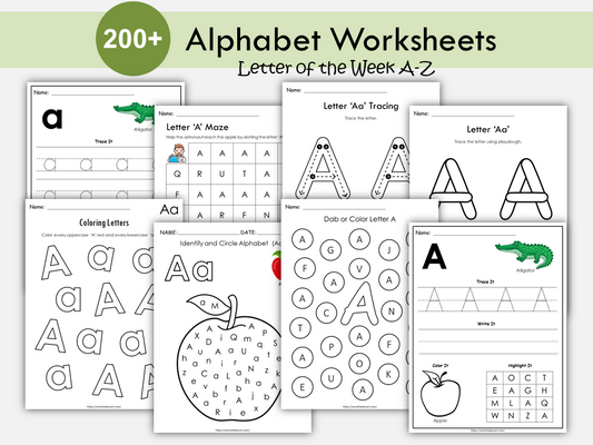 Letter of the Week Worksheets Printable, Alphabet Busy Book, Learning Binder, Preschool Curriculum, Toddler Tracing Activities, Kindergarten, WWF313