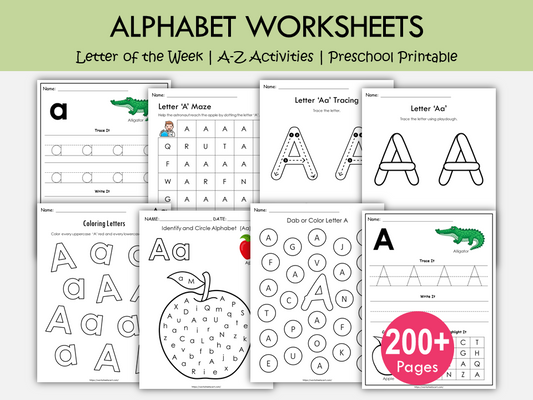 Letter of the Week Worksheets Printable, Alphabet Busy Book, Learning Binder, Preschool Curriculum, Toddler Tracing Activities, Kindergarten, WWF313