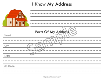 Life Skills Practice Sheets Printable, Toddler Busy Binder, Kids Name, Phone Number, Address, Birthday, Preschool, Kindergarten Curriculum, WWF316