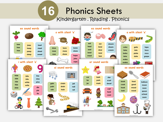 Phonics Cards, Phonics Posters, Sight Words Printable, Learn to Read, Kindergarten Reading, Phonetic Words List Chart, Spellings, WWF317