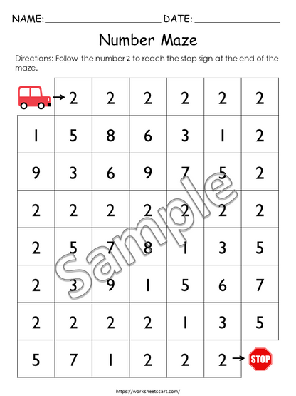 Number of the Day, Numbers Worksheets to 10 for Preschool, Number of the Week, Tracing Printable, Kindergarten, Teacher Resource, WWF318