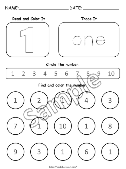 Number of the Day, Numbers Worksheets to 10 for Preschool, Number of the Week, Tracing Printable, Kindergarten, Teacher Resource, WWF318