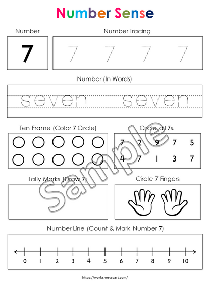 Number of the Day, Numbers Worksheets to 10 for Preschool, Number of the Week, Tracing Printable, Kindergarten, Teacher Resource, WWF318