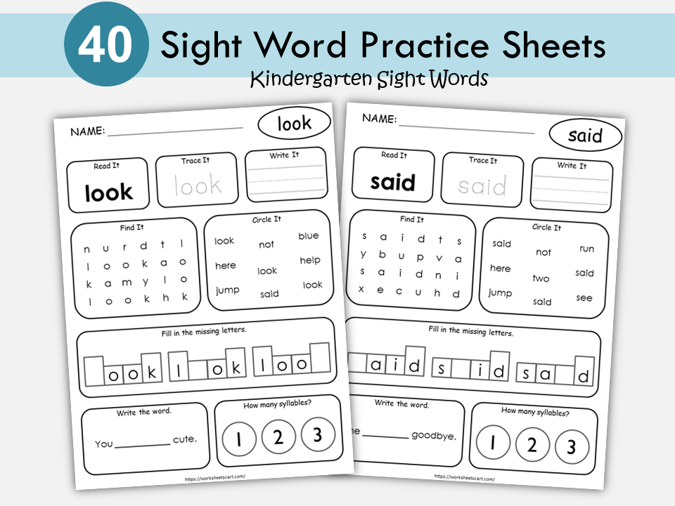 Sight Words for Kindergarten, Sight Words Worksheets, Preschool Printable, Phonics, Learn to Read, Spelling, First Grade, Homeschool, WWF321