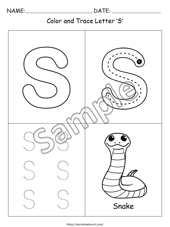 Alphabet Coloring & Tracing Worksheets Printable for Preschool and Kindergarten, WWF327