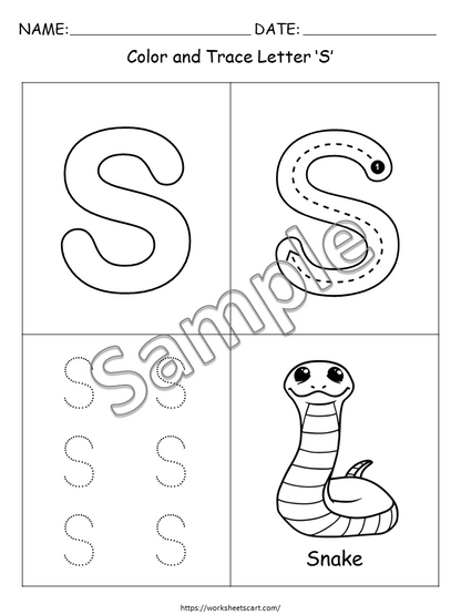 Alphabet Coloring & Tracing Worksheets Printable for Preschool and Kindergarten, WWF327