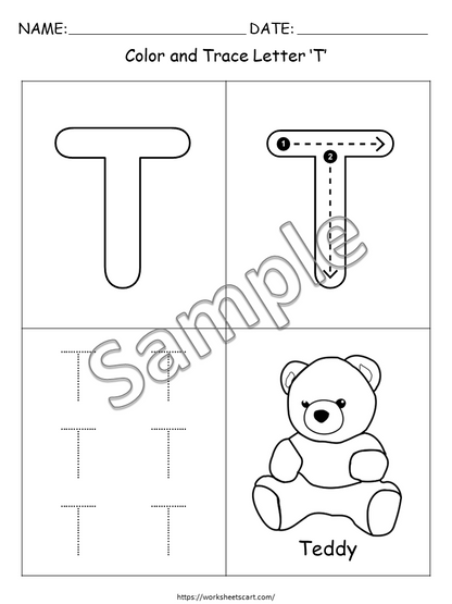 Alphabet Coloring & Tracing Worksheets Printable for Preschool and Kindergarten, WWF327