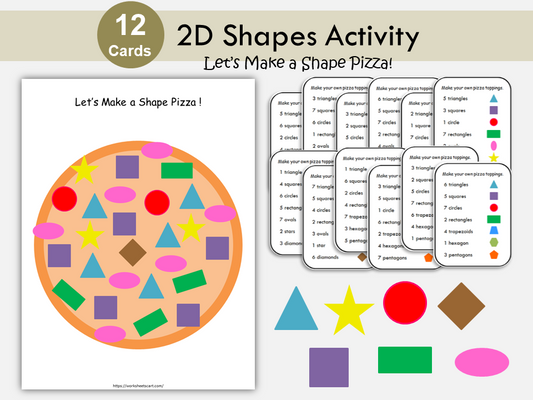 Shape Pizza Printable Activity, Playdough Mat, Preschool Shapes Worksheets, Preschool Activity, Toddler, Busy Binder, Homeschool, WWF335