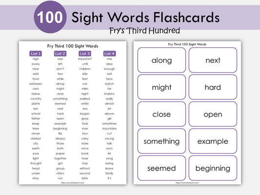 Sight Words Flashcards, Fry Sight Words Third Hundred, Sight Word Cards, Kindergarten Reading, High Frequency Words, Grade 1-3, Phonics, WWF346