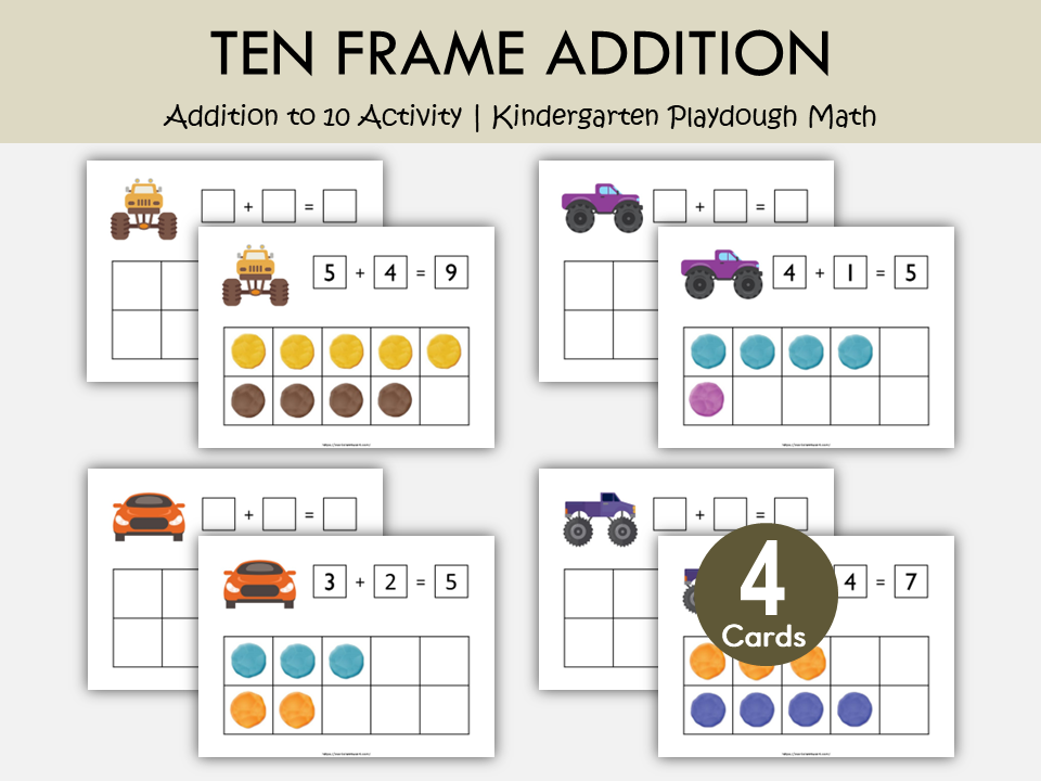 Ten Frame Addition, Ten Frame Activity, Ten Frame Addition Cards to 10 ...