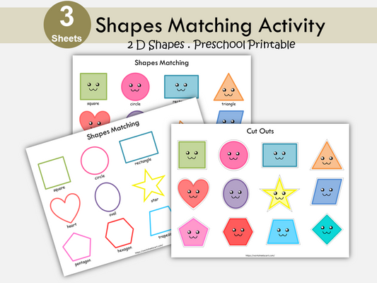 Shapes Matching Activity for Toddlers, Shapes Printable for Children, Shapes Worksheets, Preschool Curriculum, Quite Book, Busy Book Pages, WWF356