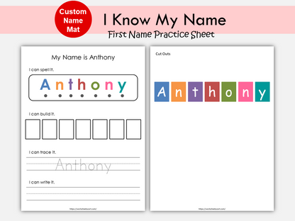 Dry Erase Name Mat, Custom Name Tracing Builder, Name Practice Sheet, Preschool Curriculum, Toddler busy book, I Can Spell My Name, WWF359