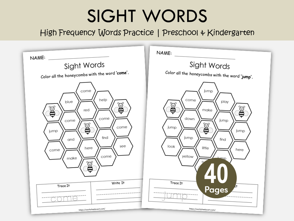Sight Words Kindergarten, Dolch Pre Primer Words Practice, High Freque ...
