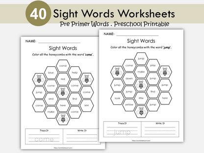 Sight Words Kindergarten, Dolch Pre Primer Words Practice, High Frequency Words, Kindergarten Phonics, Learn to Read, Spelling, Homeschool, WWF363