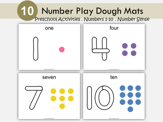 Numbers 1-10 Play Dough Mats Printable for Toddlers, Number of the Day, Preschool Curriculum, Kindergarten Worksheets, Number Formation, WWF367