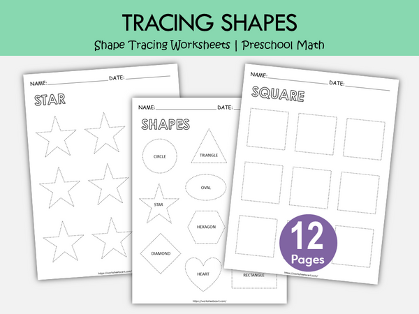 Preschool Shapes Tracing, Basic 2D Shapes, Shape Tracing Worksheets, L ...
