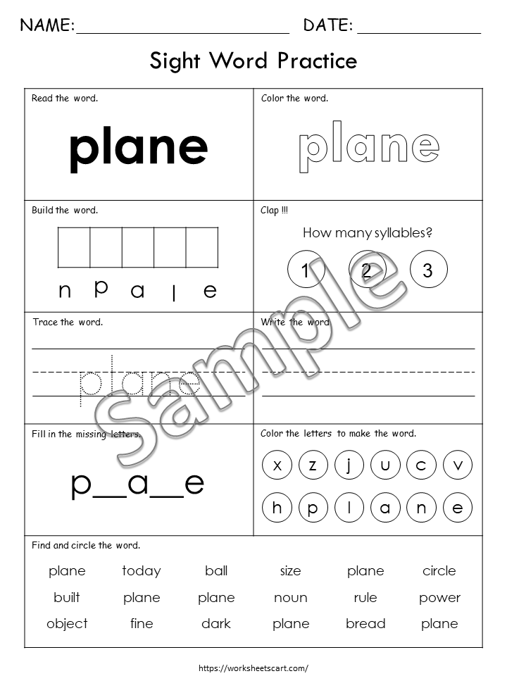 100 Printable Sight Words Worksheets, Fry Fifth Hundred Sight Word Work, Learn to Read, Phonics Practice Book, Toddler Spelling, Grade 1,2, WWF399