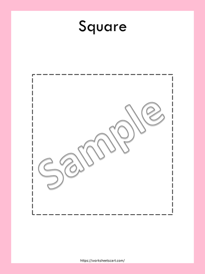 Shapes Tracing Cards, Preschool Full Page 2D Shapes Worksheets, Basic Shape Tracing Printable, Toddler Fine Motor Activity, Kindergarten, WWF400