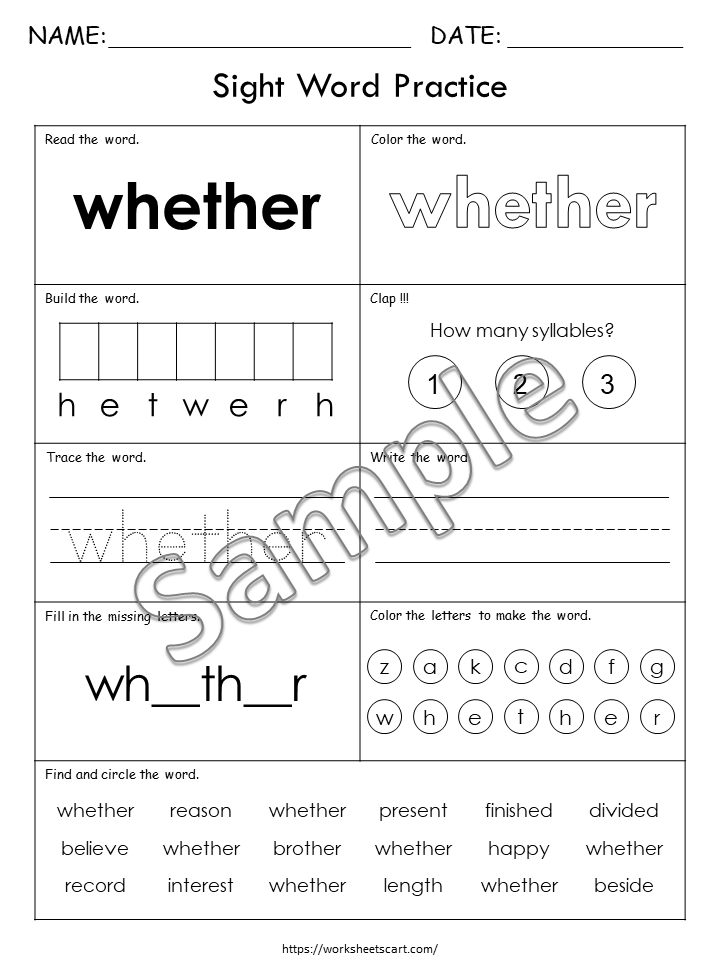 100 Printable Sight Words Worksheets, Fry Sixth Hundred, Sight Words Workbook, Learn to Read, Phonics Book, Toddler Spelling, Grade 1,2, WWF402